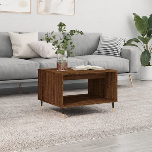 Table basse chêne marron 60x50x40 cm bois d'ingénierie - Photo n°2; ?>