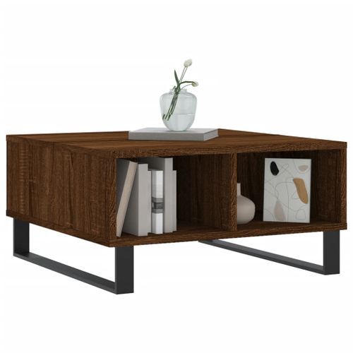 Table basse chêne marron 60x60x30 cm bois d'ingénierie - Photo n°3; ?>