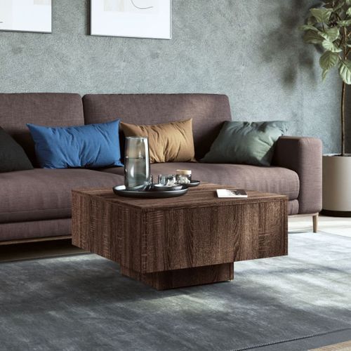 Table basse Chêne marron 60x60x31,5 cm Bois d'ingénierie - Photo n°3; ?>