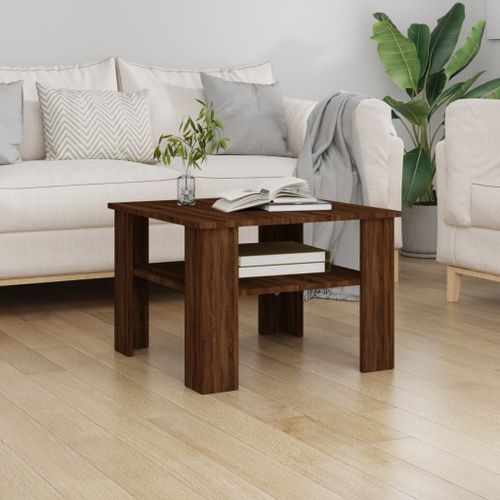 Table basse Chêne marron 60x60x42 cm Bois d'ingénierie - Photo n°2; ?>