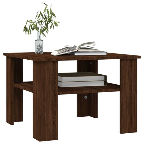 Table basse Chêne marron 60x60x42 cm Bois d'ingénierie - Photo n°3; ?>