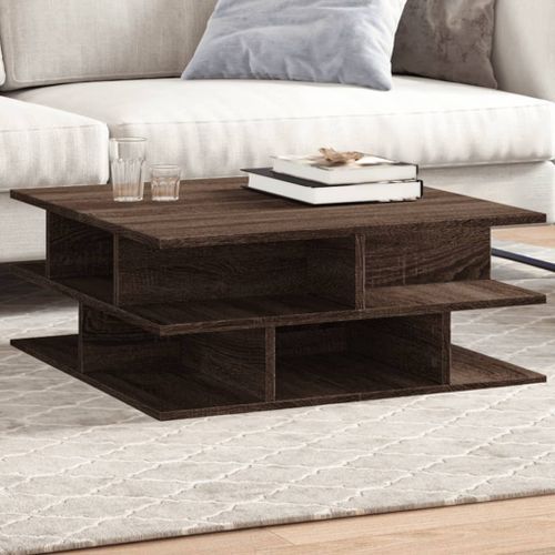 Table basse chêne marron 70x70x29 cm bois d'ingénierie - Photo n°2; ?>