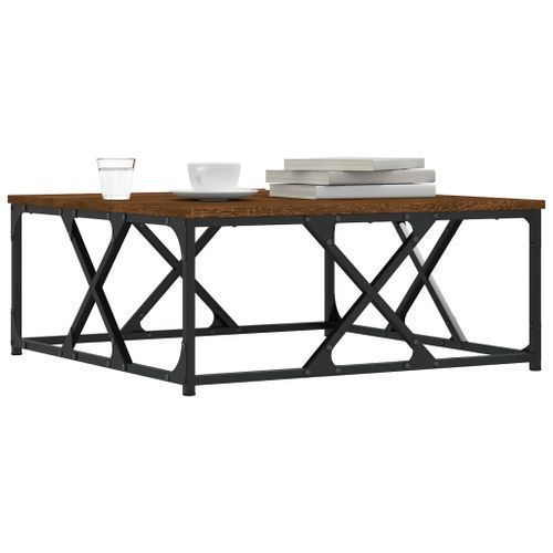 Table basse chêne marron 70x70x30 cm bois d'ingénierie - Photo n°3; ?>