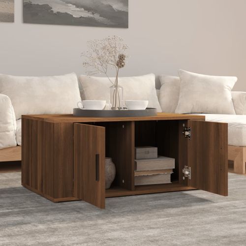 Table basse Chêne marron 80x50x36 cm Bois d'ingénierie - Photo n°3; ?>