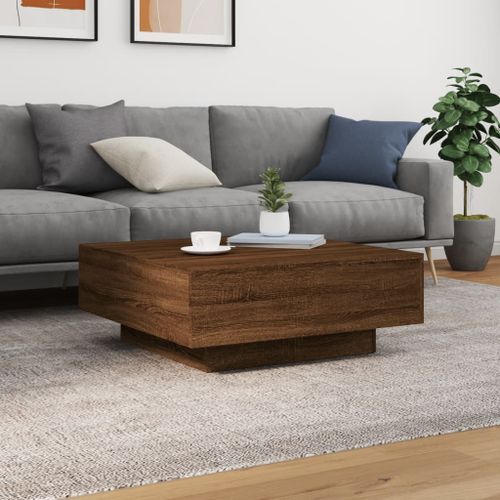 Table basse chêne marron 80x80x31 cm bois d'ingénierie - Photo n°3; ?>