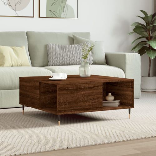 Table basse chêne marron 80x80x36,5 cm bois d'ingénierie - Photo n°2; ?>