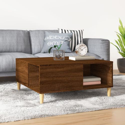 Table basse chêne marron 80x80x36,5 cm bois d'ingénierie - Photo n°2; ?>