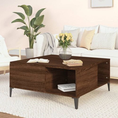 Table basse chêne marron 80x80x36,5 cm bois d'ingénierie - Photo n°2; ?>