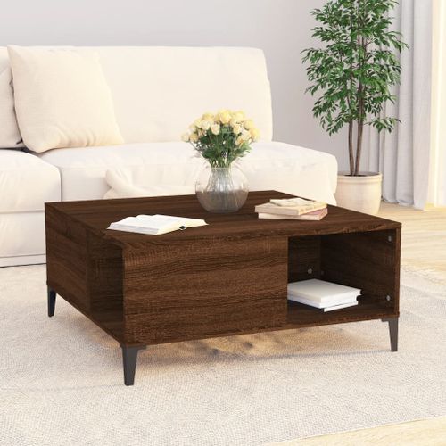 Table basse chêne marron 80x80x36,5 cm bois d'ingénierie - Photo n°3; ?>