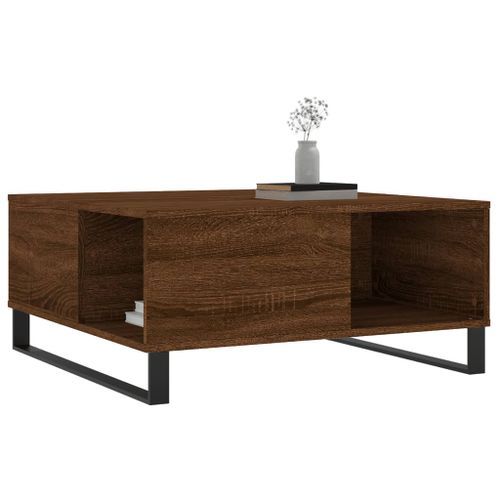 Table basse chêne marron 80x80x36,5 cm bois d'ingénierie - Photo n°3; ?>