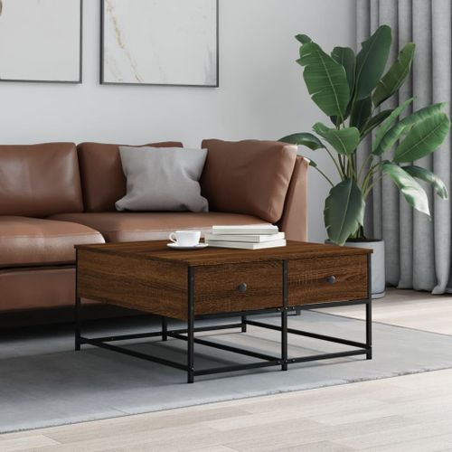 Table basse chêne marron 80x80x40 cm bois d'ingénierie - Photo n°2; ?>