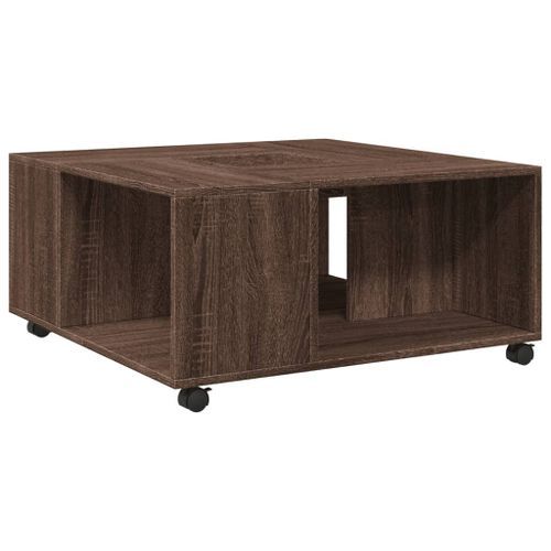 Table basse chêne marron 80x80x40 cm bois d'ingénierie - Photo n°2; ?>