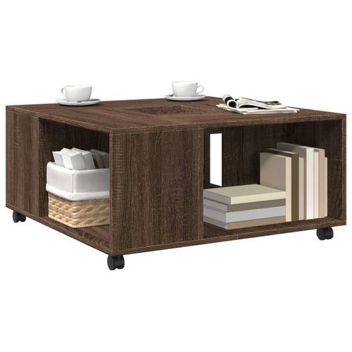 Table basse chêne marron 80x80x40 cm bois d'ingénierie - Photo n°3; ?>