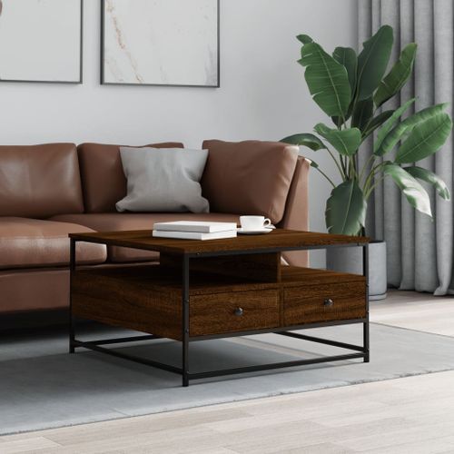 Table basse chêne marron 80x80x45 cm bois d'ingénierie - Photo n°2; ?>