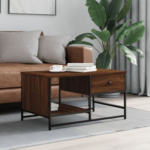 Table basse chêne marron 85,5x51x45 cm bois d'ingénierie - Photo n°2; ?>