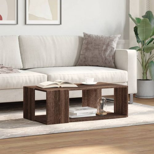 Table basse chêne marron 89,5x48x30 cm bois d'ingénierie - Photo n°3; ?>