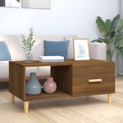 Table basse Chêne marron 89,5x50x40 cm Bois d'ingénierie - Photo n°2; ?>