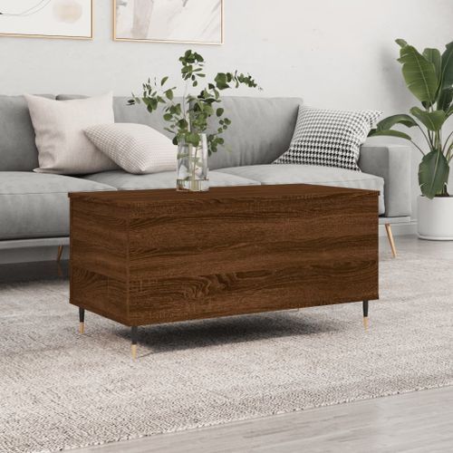 Table basse Chêne marron 90x44,5x45 cm Bois d'ingénierie - Photo n°2; ?>