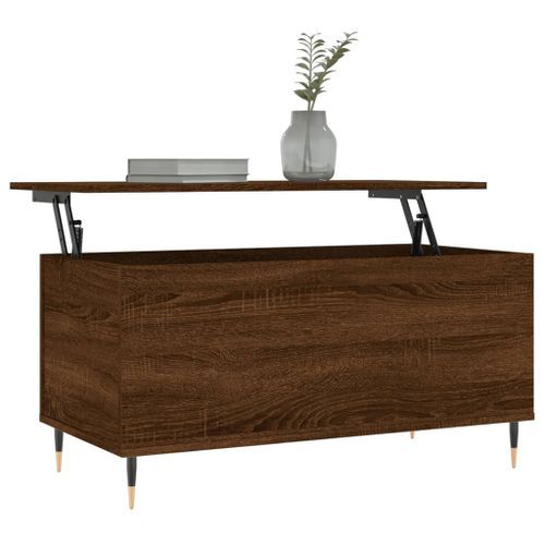 Table basse Chêne marron 90x44,5x45 cm Bois d'ingénierie - Photo n°3; ?>