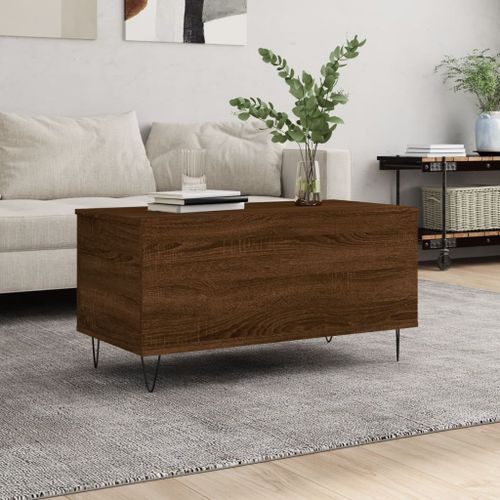 Table basse Chêne marron 90x44,5x45 cm Bois d'ingénierie - Photo n°2; ?>