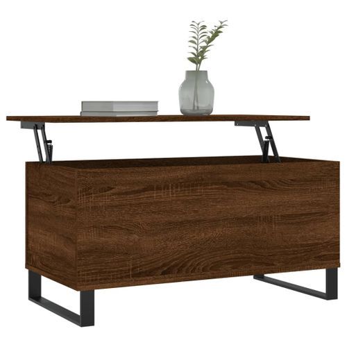 Table basse Chêne marron 90x44,5x45 cm Bois d'ingénierie - Photo n°3; ?>