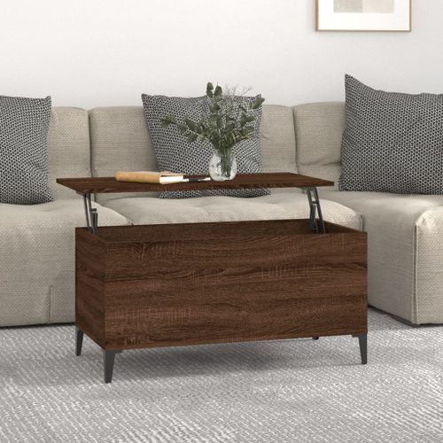 Table basse Chêne marron 90x44,5x45 cm Bois d'ingénierie - Photo n°2; ?>