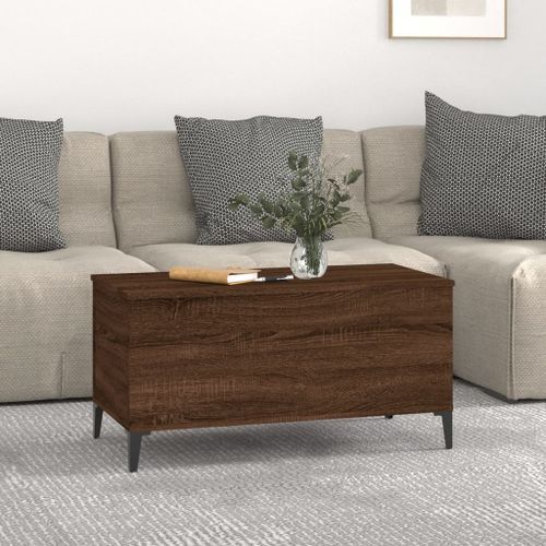 Table basse Chêne marron 90x44,5x45 cm Bois d'ingénierie - Photo n°3; ?>