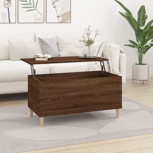 Table basse Chêne marron 90x44,5x45 cm Bois d'ingénierie - Photo n°2; ?>