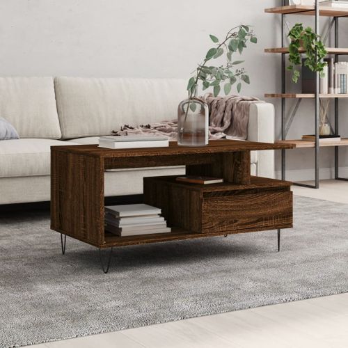 Table basse Chêne marron 90x49x45 cm Bois d'ingénierie - Photo n°2; ?>