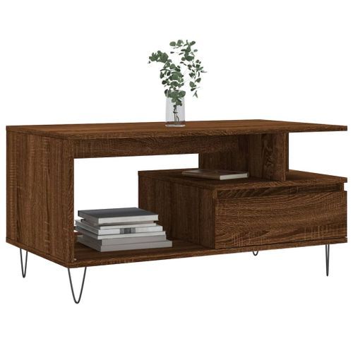 Table basse Chêne marron 90x49x45 cm Bois d'ingénierie - Photo n°3; ?>