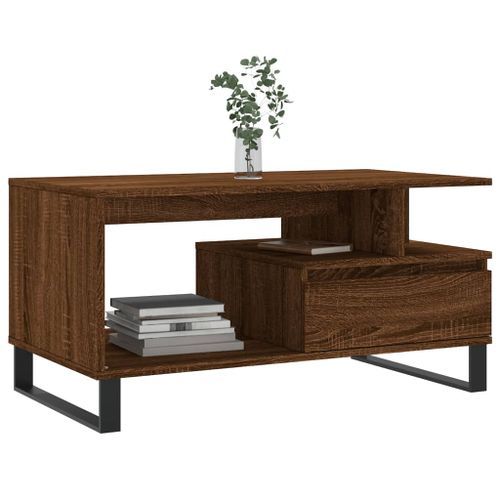 Table basse Chêne marron 90x49x45 cm Bois d'ingénierie - Photo n°3; ?>