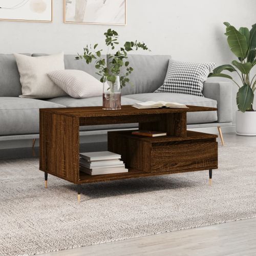 Table basse Chêne marron 90x49x45 cm Bois d'ingénierie - Photo n°2; ?>