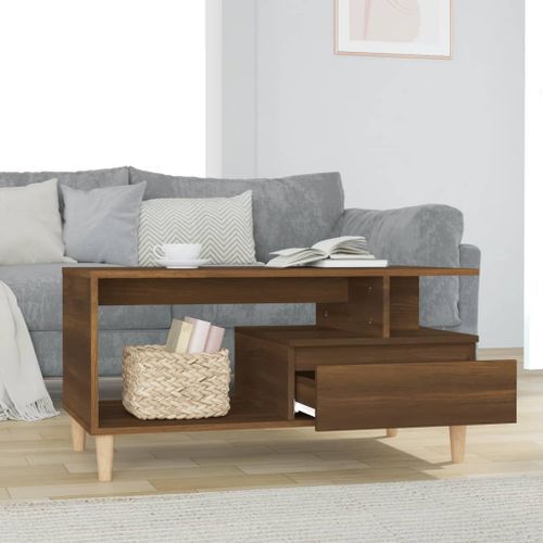 Table basse Chêne marron 90x49x45 cm Bois d'ingénierie - Photo n°3; ?>