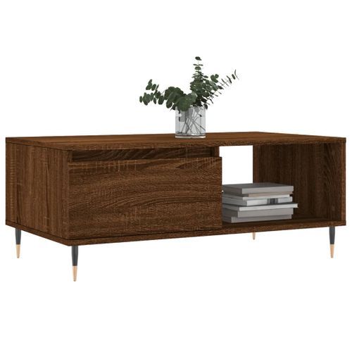 Table basse Chêne marron 90x50x36,5 cm Bois d'ingénierie - Photo n°3; ?>