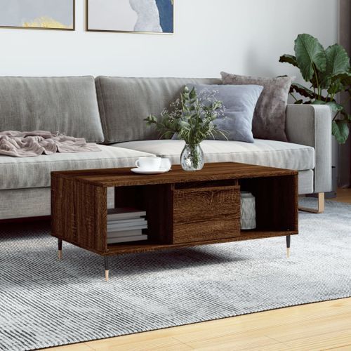 Table basse Chêne marron 90x50x36,5 cm Bois d'ingénierie - Photo n°2; ?>