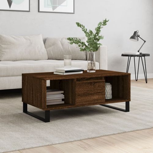 Table basse Chêne marron 90x50x36,5 cm Bois d'ingénierie - Photo n°2; ?>