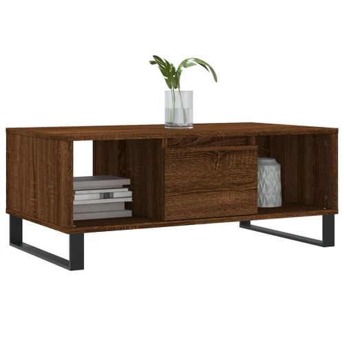 Table basse Chêne marron 90x50x36,5 cm Bois d'ingénierie - Photo n°3; ?>