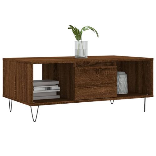 Table basse Chêne marron 90x50x36,5 cm Bois d'ingénierie - Photo n°3; ?>