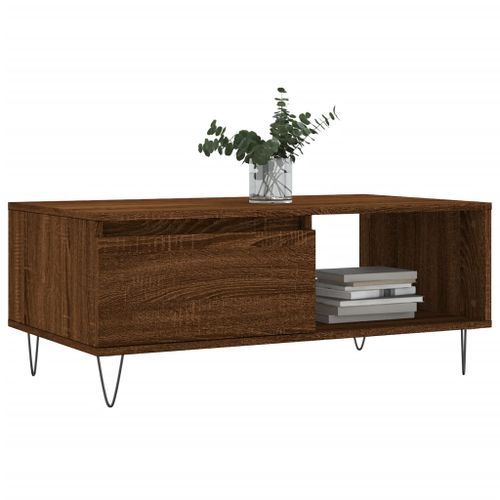 Table basse Chêne marron 90x50x36,5 cm Bois d'ingénierie - Photo n°3; ?>