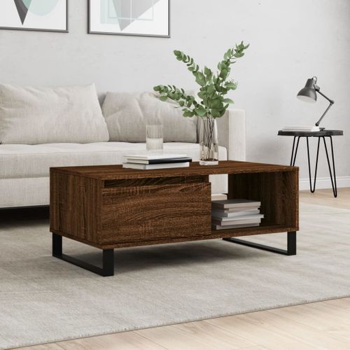 Table basse Chêne marron 90x50x36,5 cm Bois d'ingénierie - Photo n°2; ?>