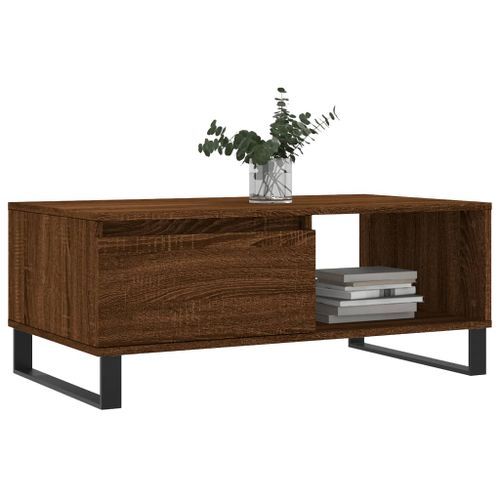 Table basse Chêne marron 90x50x36,5 cm Bois d'ingénierie - Photo n°3; ?>