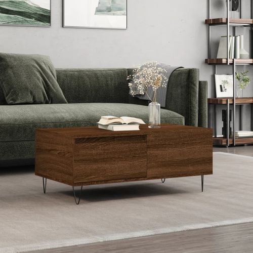 Table basse Chêne marron 90x50x36,5 cm Bois d'ingénierie - Photo n°2; ?>