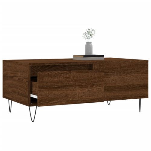 Table basse Chêne marron 90x50x36,5 cm Bois d'ingénierie - Photo n°3; ?>