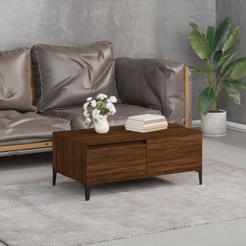 Table basse Chêne marron 90x50x36,5 cm Bois d'ingénierie - Photo n°2; ?>