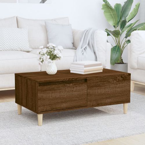 Table basse Chêne marron 90x50x36,5 cm Bois d'ingénierie - Photo n°2; ?>