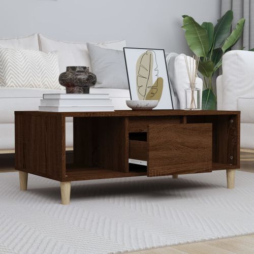 Table basse Chêne marron 90x50x36,5 cm Bois d'ingénierie - Photo n°2; ?>