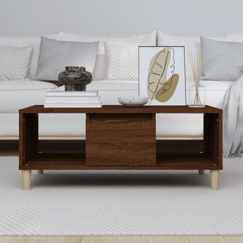 Table basse Chêne marron 90x50x36,5 cm Bois d'ingénierie - Photo n°3; ?>