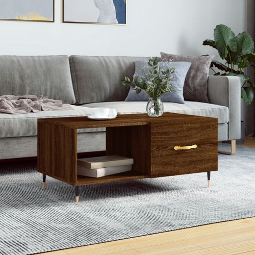 Table basse chêne marron 90x50x40 cm bois d'ingénierie - Photo n°2; ?>