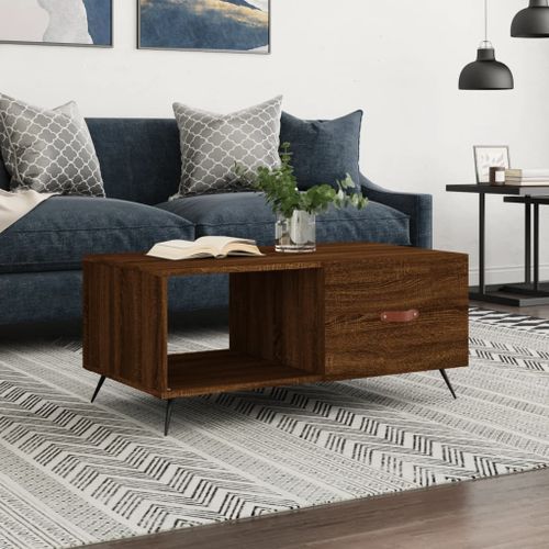 Table basse chêne marron 90x50x40 cm bois d'ingénierie - Photo n°2; ?>