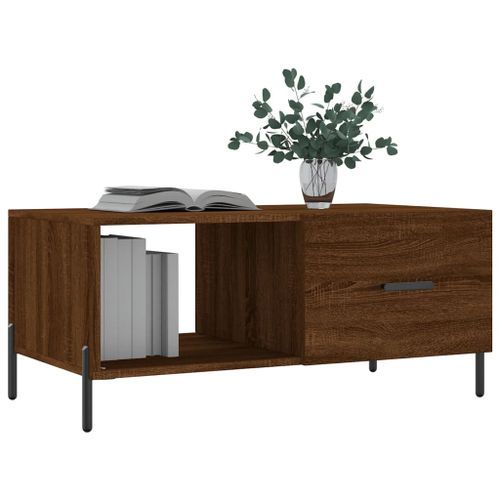 Table basse chêne marron 90x50x40 cm bois d'ingénierie - Photo n°3; ?>